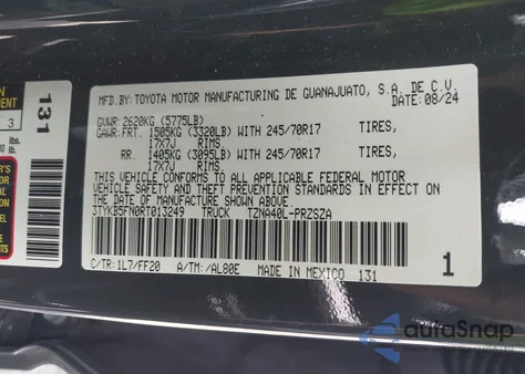 2024 Toyota Tacoma Sr5 2Wd from USA, damaged, VIN 3TYKB5FN0RT013249